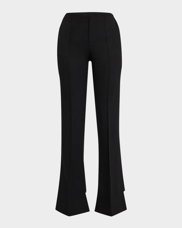 Mid-Rise Kickflare Step-Hem Trousers